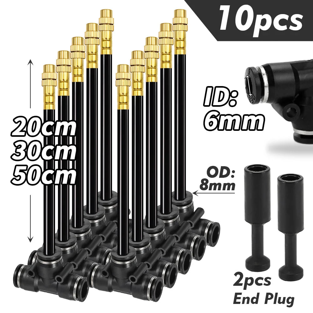 Bendable Brass Misting Nozzles with Tee for 6–12 mm PE Tube