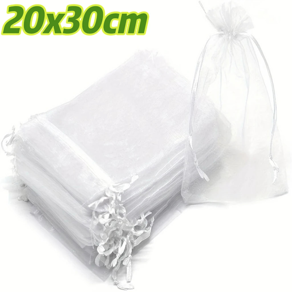 200Pcs Reusable Fruit Protection Net Bags Drawstring Green Gardening Pest Barrier Cover for Trees Vegetables Grapes Strawberries