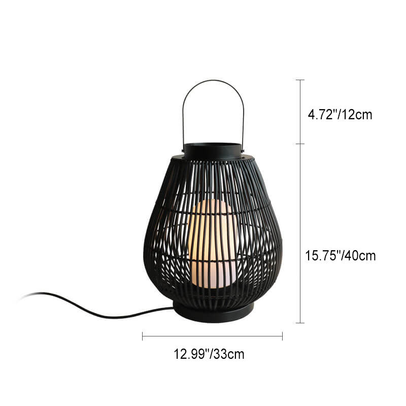 Modern Outdoor Rattan Woven Cage Shaped 1-Light Outdoor Landscape Light