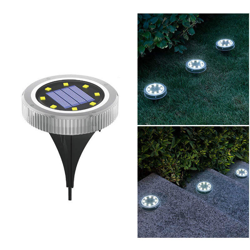 Modern Round Solar Outdoor LED Garden Lawn Ground Insert Light