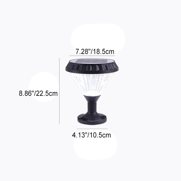 Lampe de tête de colonne extérieure moderne en aluminium moulé sous pression et verre solaire noir étanche pour patio 