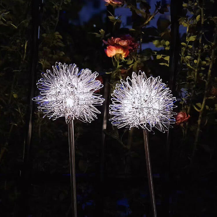 Solar Dandelion Aluminum Wire Globe Light LED Outdoor Waterproof Luminous Garden Insert Ground Landscape Light