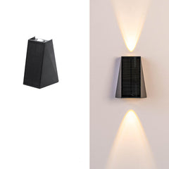 Modern Pure Black Geometric Plastic Solar LED Outdoor Waterproof Garden Wall Light