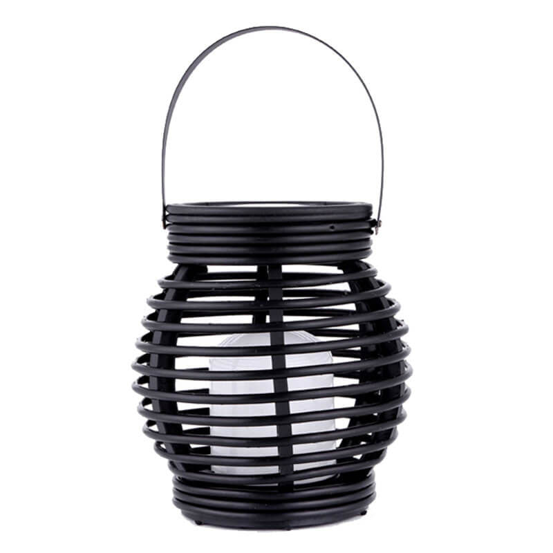 Lampe décorative de jardin étanche à LED en forme de cage à flamme solaire d'extérieur 