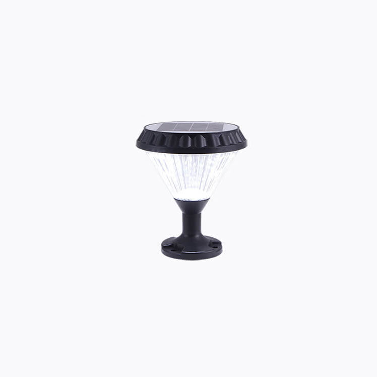 Lampe de tête de colonne extérieure moderne en aluminium moulé sous pression et verre solaire noir étanche pour patio 