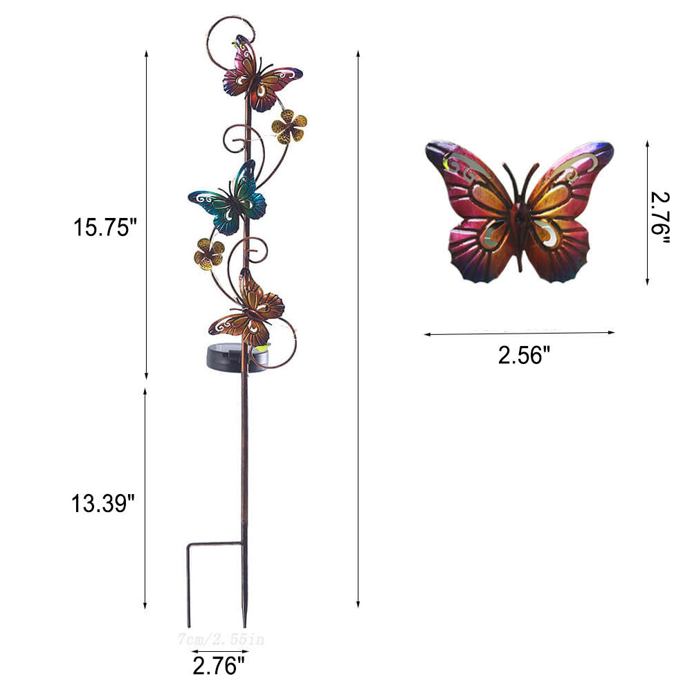 Solar Iron Hummingbird Butterfly Dragonfly Garden Lawn Landscape Light