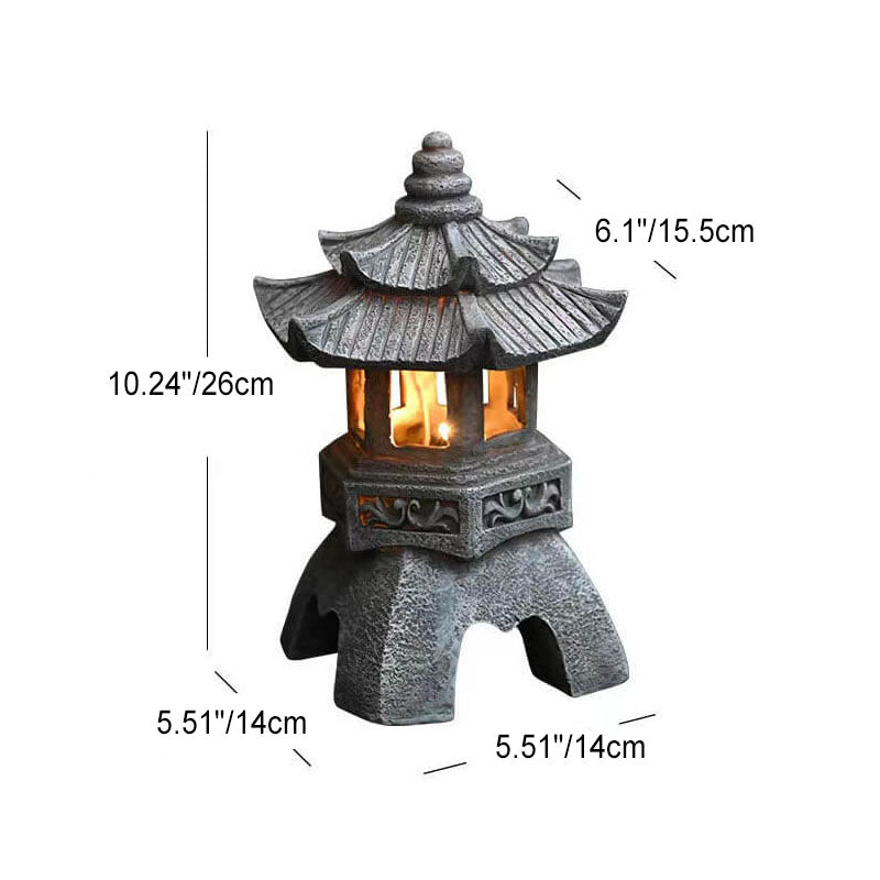 Retro Decorative Solar Tower Resin LED Outdoor Landscape Lighting