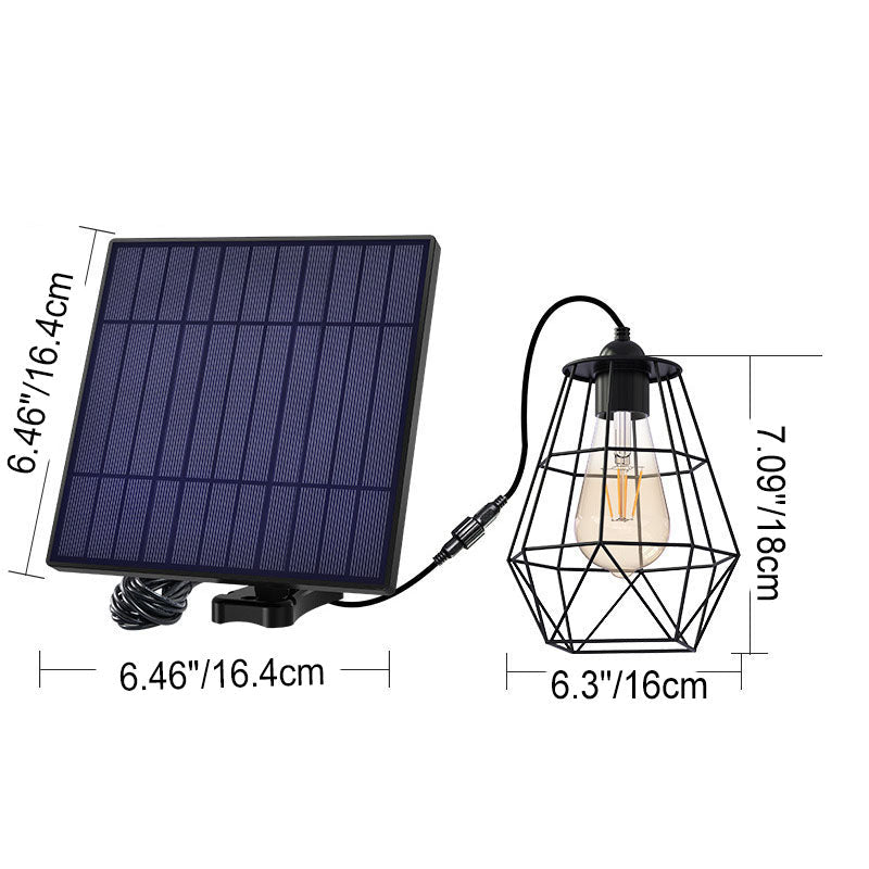 Solar Outdoor Geometric Cage LED Patio Pendant Light