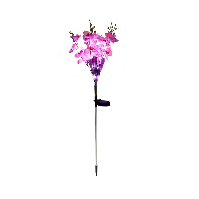 Lámpara LED solar Phalaenopsis de simulación creativa y moderna para exteriores, para patio, césped, suelo, paisaje 