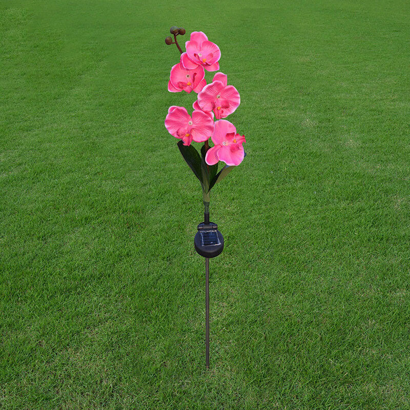 Solar Modern Silk Ground Plug Simulation Phalaenopsis LED Outdoor Light