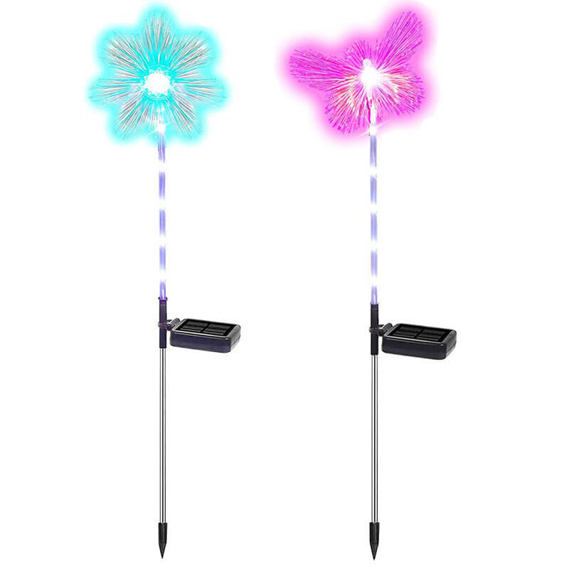 Éclairage de paysage de fleur de pelouse de LED solaire de fibre optique de papillon d'étoile de lune décorative extérieure imperméable 