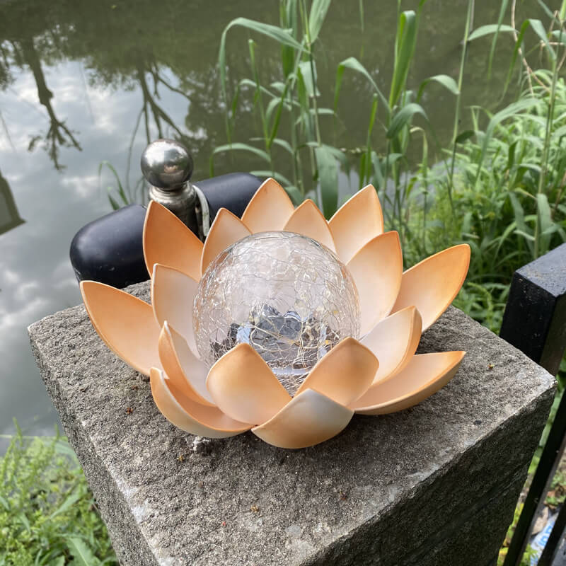 Solar Modern Glass Lotus LED Outdoor Landscape Light