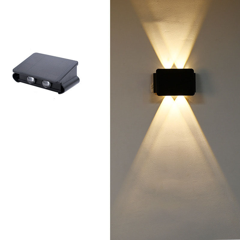 Simple Solar Bright Geometric Square Outdoor Waterproof LED Wall Sconce Lamp