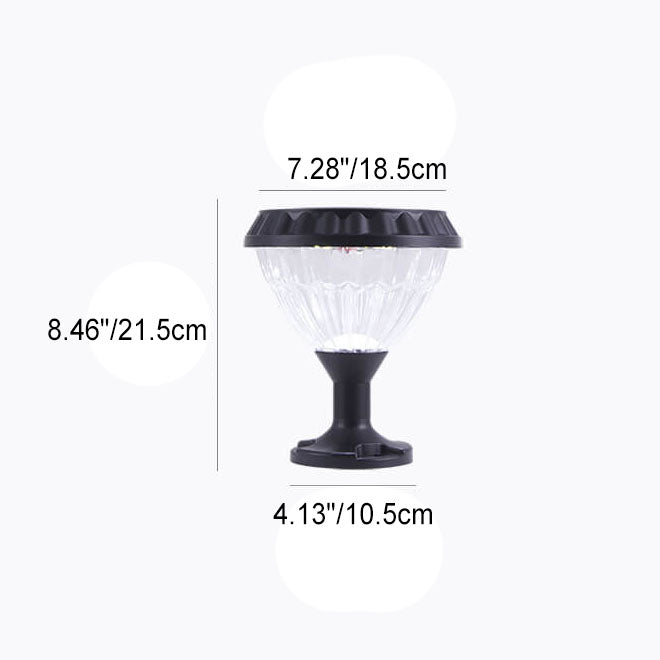 Lampe de tête de colonne extérieure moderne en aluminium moulé sous pression et verre solaire noir étanche pour patio 