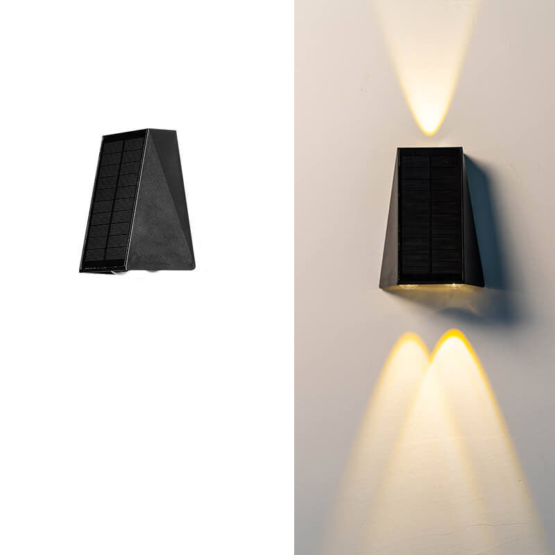 Modern Pure Black Geometric Plastic Solar LED Outdoor Waterproof Garden Wall Light