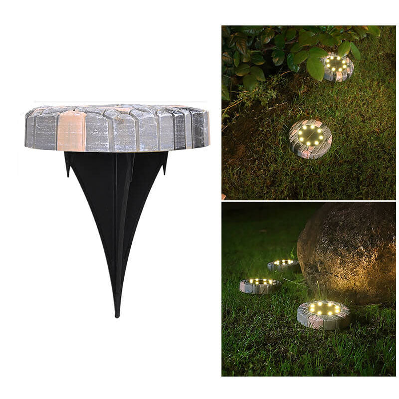 Lampe solaire d'extérieur ronde en résine à LED pour jardin 