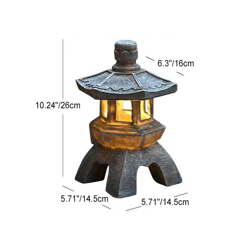 Retro Decorative Solar Tower Resin LED Outdoor Landscape Lighting