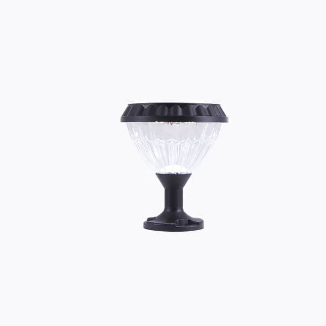 Lampe de tête de colonne extérieure moderne en aluminium moulé sous pression et verre solaire noir étanche pour patio 