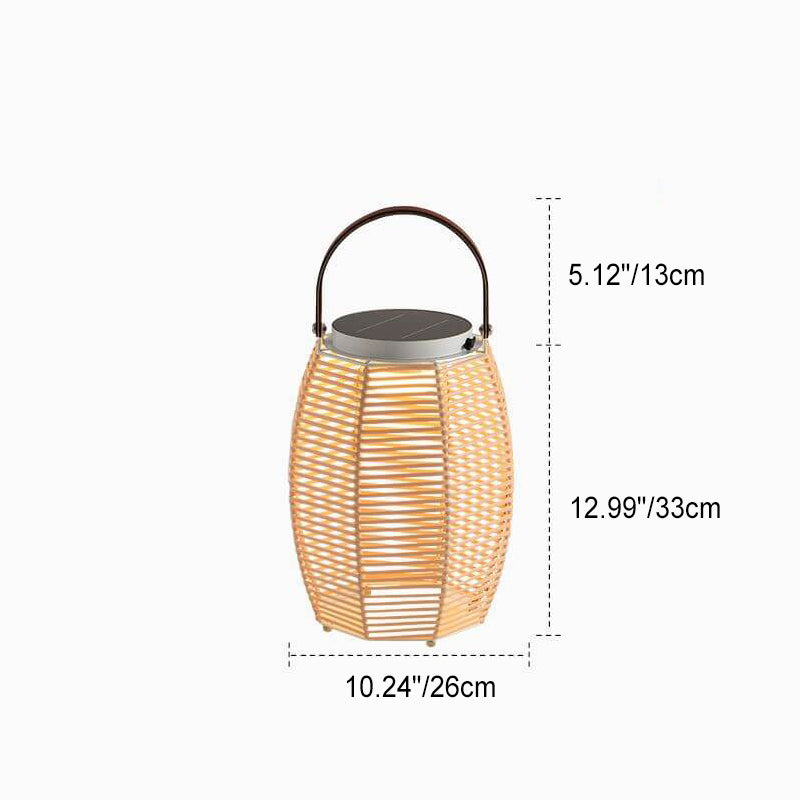 Lampe d'extérieur à LED en rotin tissé à énergie solaire rétro chinoise 