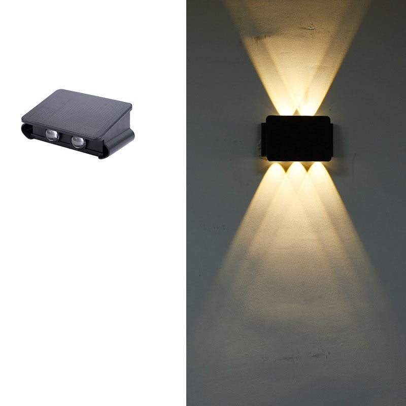 Simple Solar Bright Geometric Square Outdoor Waterproof LED Wall Sconce Lamp