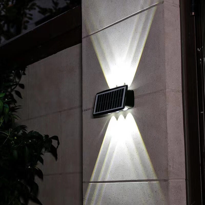 Modern Rectangular Upper And Lower Double Head Solar LED Outdoor Garden Wall Light