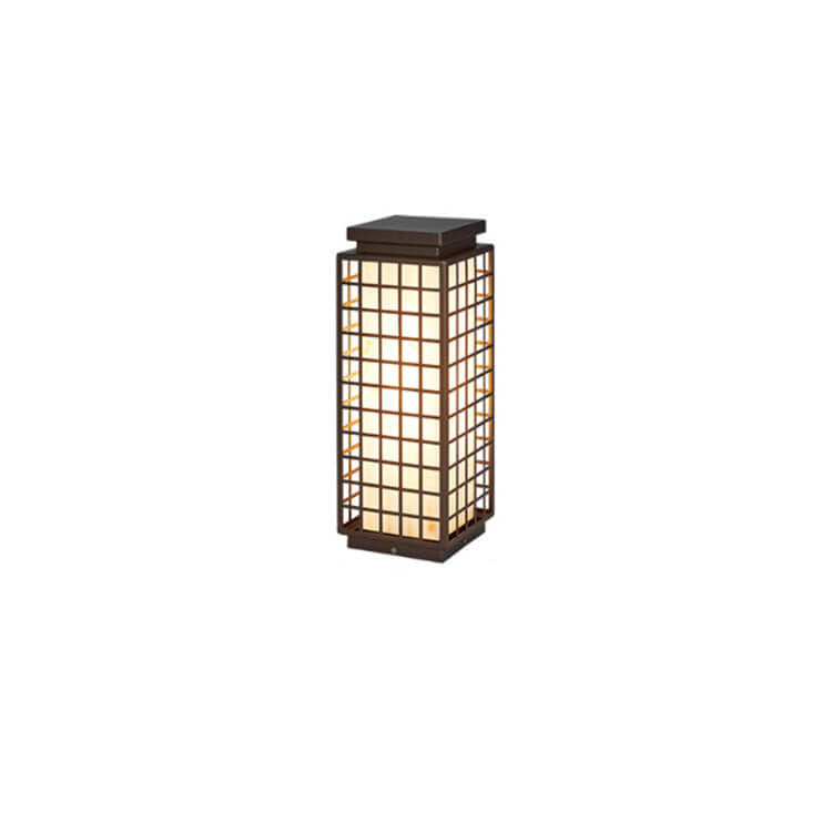 Modern Chinese Square Column Outdoor Waterproof Patio 1-Light Landscape Light