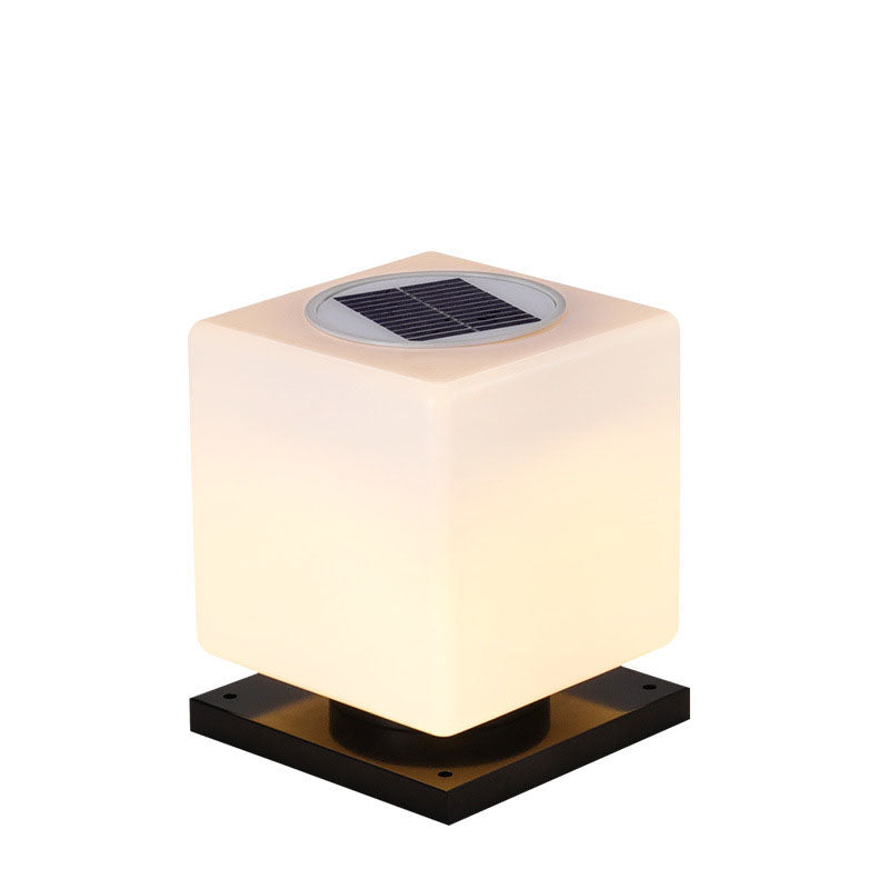 Modern Simple Solar Square Post Head Light LED Outdoor Waterproof Garden Landscape Light