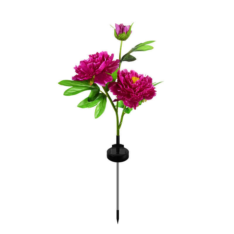 Contemporary Creative Solar Peony Flower LED Waterproof Lawn Landscape Insert Light For Outdoor Patio