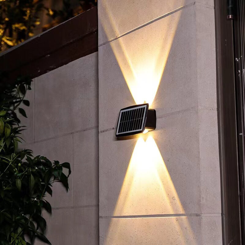 Modern Rectangular Upper And Lower Double Head Solar LED Outdoor Garden Wall Light