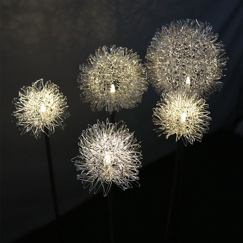 Solar Dandelion Aluminum Wire Globe Light LED Outdoor Waterproof Luminous Garden Insert Ground Landscape Light