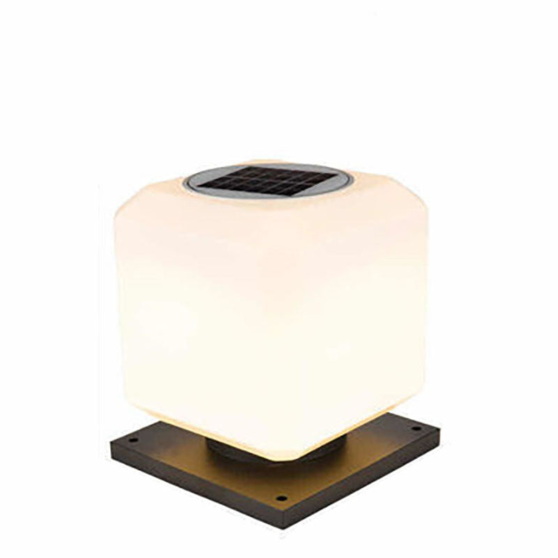 Modern Simple Solar Square Post Head Light LED Outdoor Waterproof Garden Landscape Light