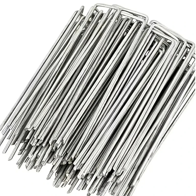 50-100pcs Galvanized Landscape Staples, Outdoor Decorative Stakes, Anti Weed Barrier Fabric Anti Rust Staples, U-Shaped Tent