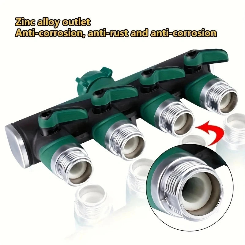 2-Way or 4-Way Hose Splitter with Shut-Off Valves, 3/4 in