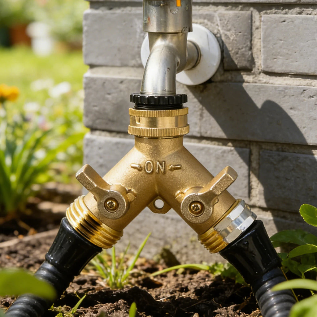 Copper Pipe Connection Brass Faucet Tap Faucet Splitter Garden Watering Fittings Tool 3/4 Inch Connector Piping Adapter Supplies