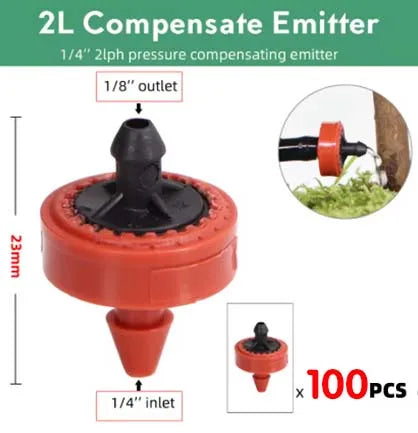 200-50pcs 2L 4L 8L Pressure Stable Flow Lawn Automatic Compensating Dripper Durable Compact Flexible Drip Irrigation Regulator