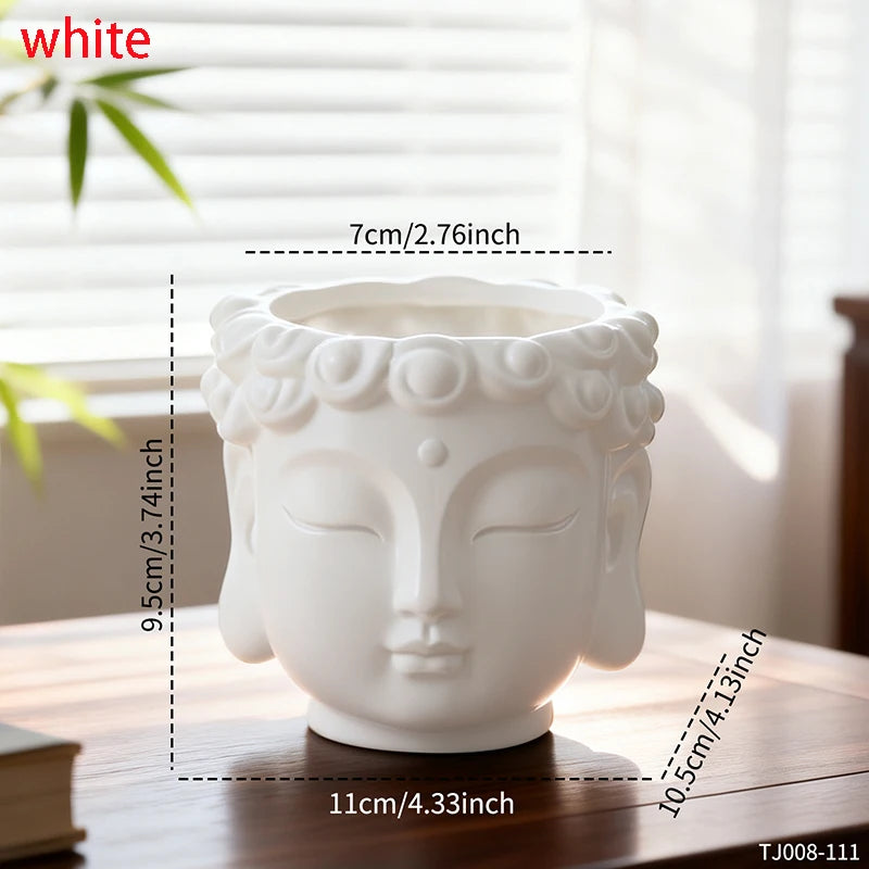 Zen Buddha Statue Resin Planter Flower Pot Home Courtyard Garden Decor Handicraft Ornament Indoor Outdoor Green Plant Gift