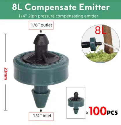 200-50pcs 2L 4L 8L Pressure Stable Flow Lawn Automatic Compensating Dripper Durable Compact Flexible Drip Irrigation Regulator