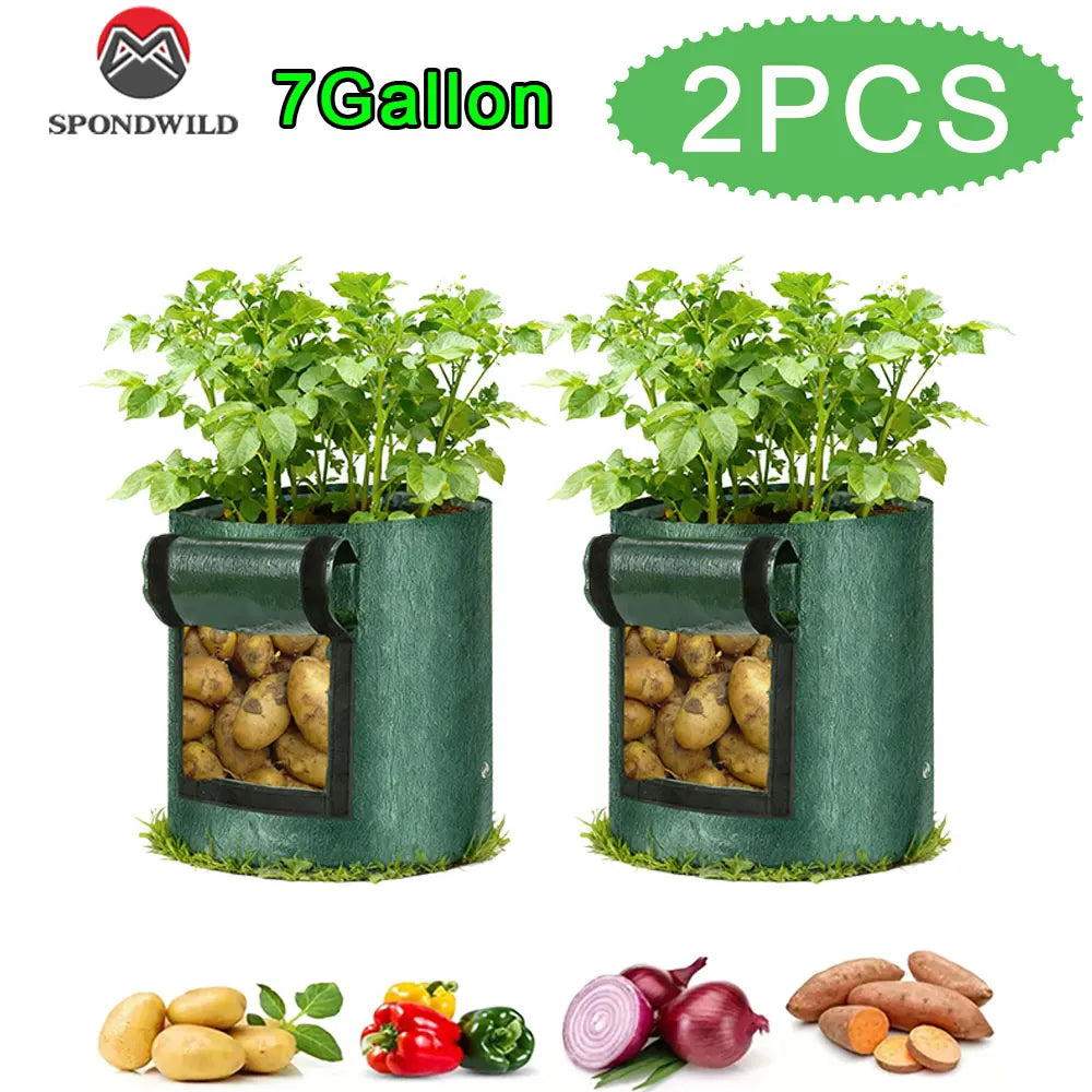 Fabric Grow Bags for Vegetables, 3, 7 or 10 Gallon, 2 or 5 Pack
