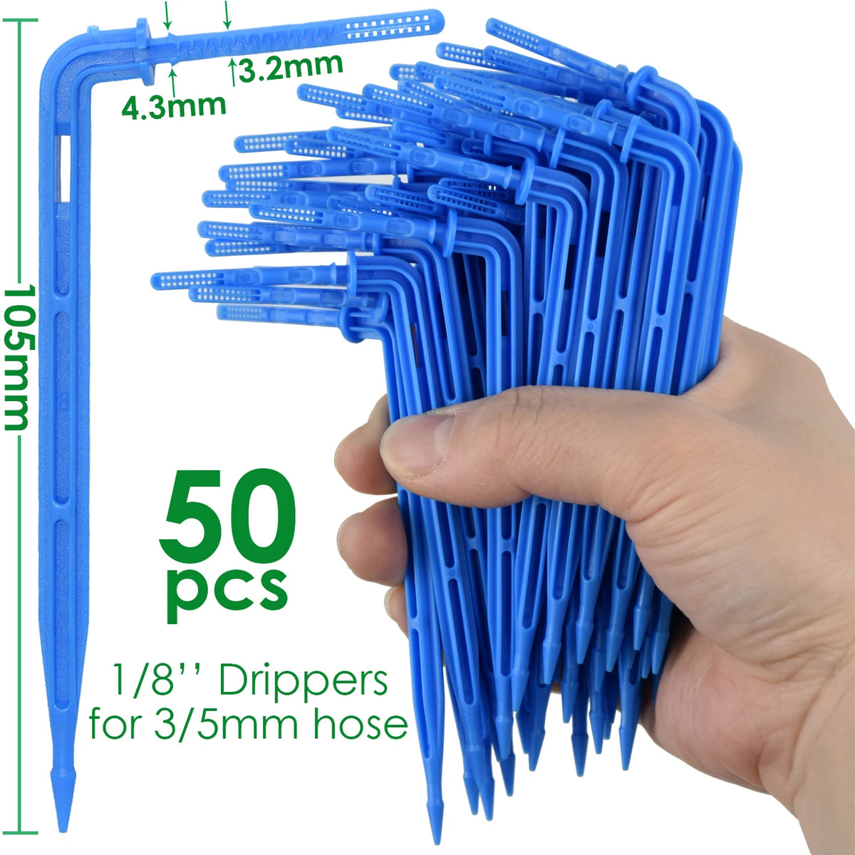 50pcs 1/8'' Barbed 3-Way Tee Connector for 3/5mm Micro Drip Irrigation Tubing Hose Couplings Watering Pipe Garden Tools