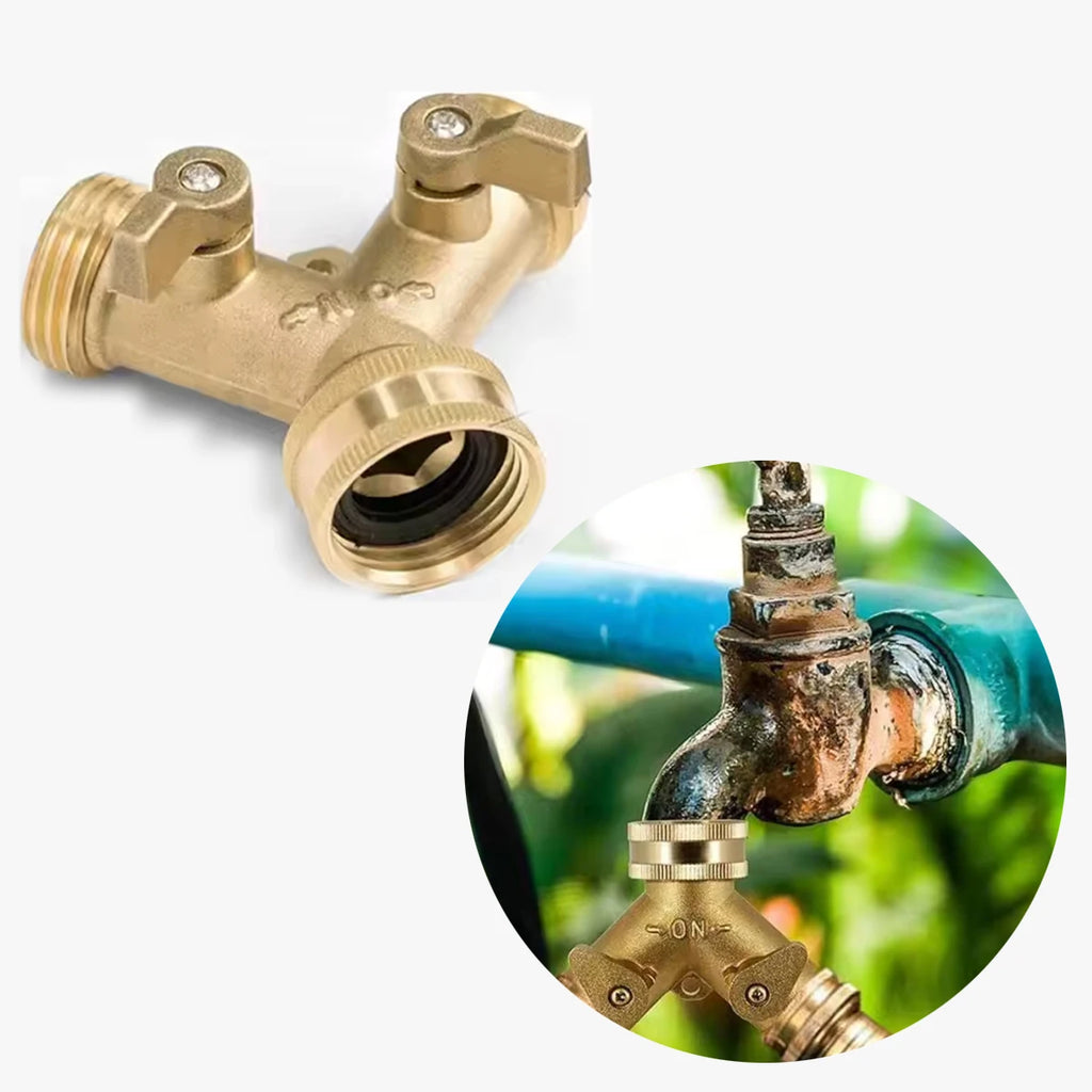 Copper Pipe Connection Brass Faucet Tap Faucet Splitter Garden Watering Fittings Tool 3/4 Inch Connector Piping Adapter Supplies