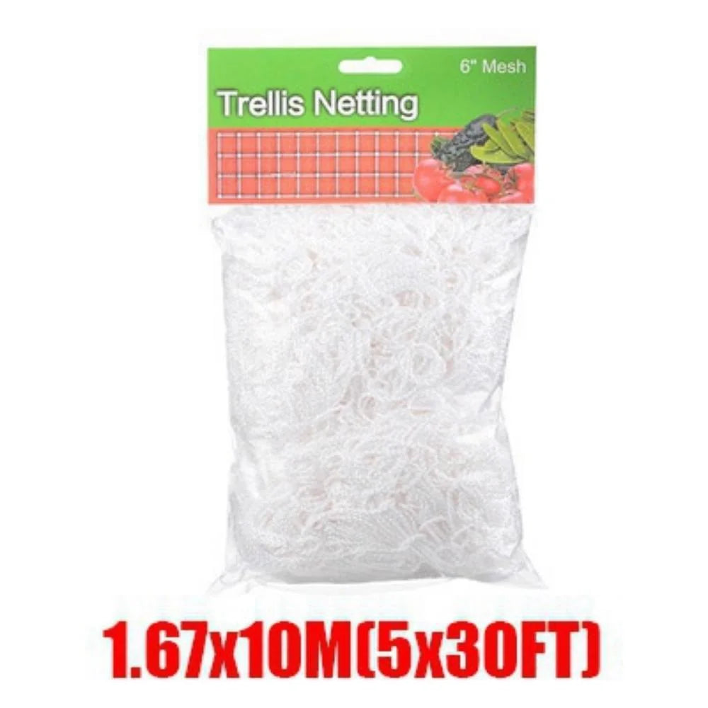 White Polyester Trellis Netting for Climbing Vegetables, 4 × 8 ft to 10 × 30 ft