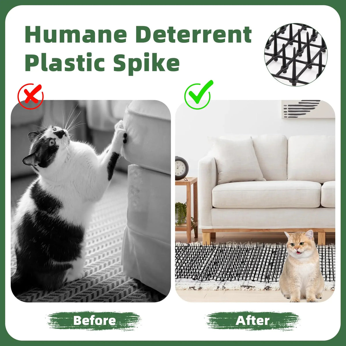 Plastic Spike Mat to Keep Cats Out of Beds and Pots, 100 × 30 cm
