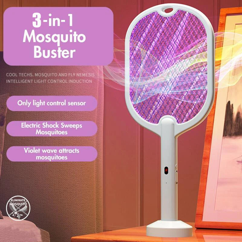 3 In 1 Electric Mosquito Swatter Mosquito Killer Lamp Killer Insect Killer 3000V Type-C Rechargeable Mosquito Killer Fly Killer