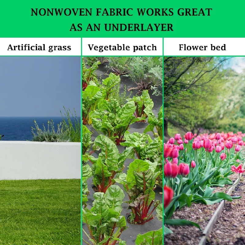 Non-Woven Landscape Fabric Weed Barrier, 10 m Roll, 60–200 cm Wide