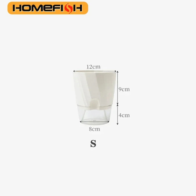 Transparent Double Layer Self Watering Planter, Automatic Water Absorbing Hydroponic Flower Pot for Office Decor