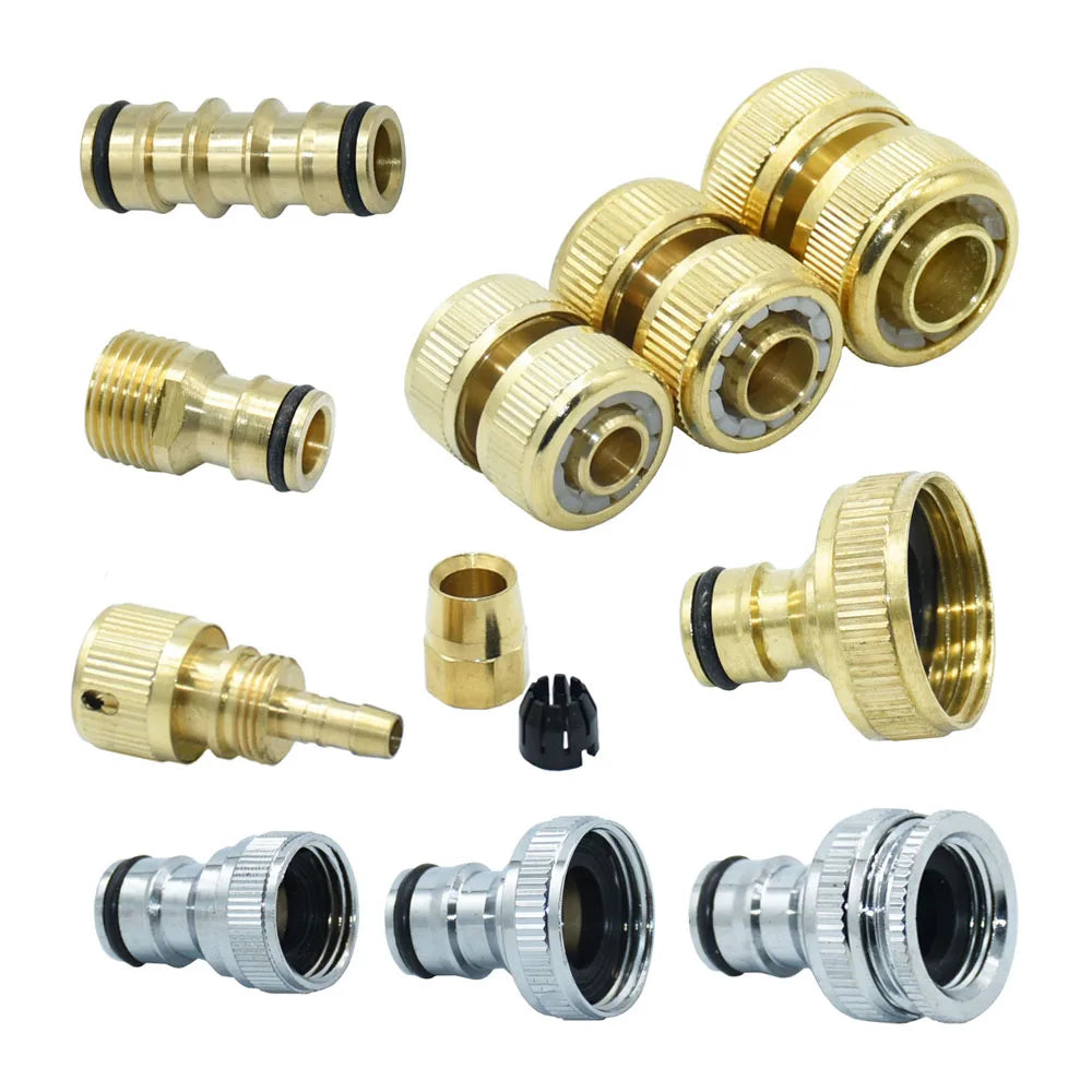 Brass 16mm Nipple Quick Connector 1/2'' 3/4'' 1'' Thread Hose Quick Connector Car Wash Garden Irrigation Water Gun Fitting