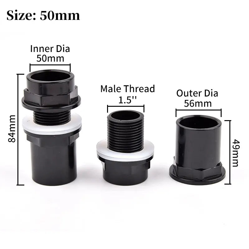 1Pc 20~50mm Black PVC Pipe Connector Aquarium Fish Tank Drain Inlet Outlet Joint Garden Irrigation Water Supply Pipe Fittings