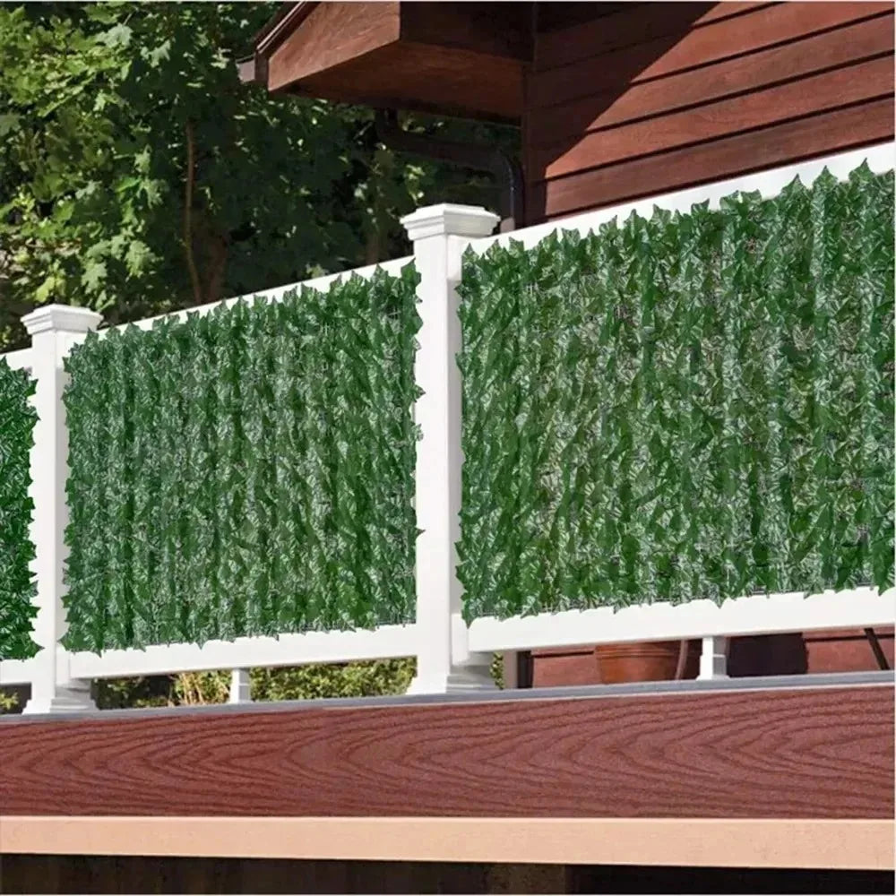 1pc Artificial Green Leaf Fence Panels Faux Fence Outdoor Garden Balcony Decoration
