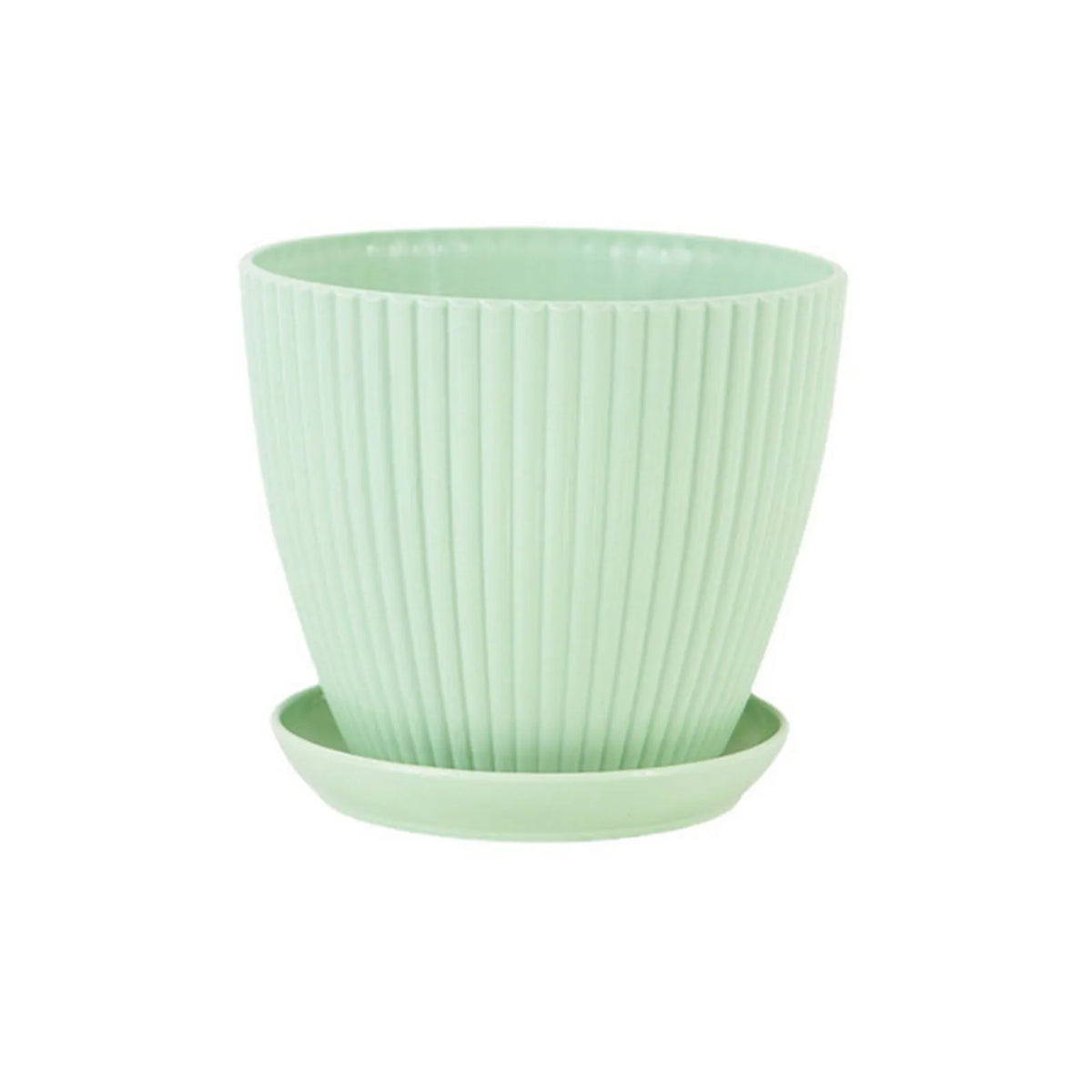 Round Plant Pot with Drainage Tray, 5 Sizes, 4 Colors