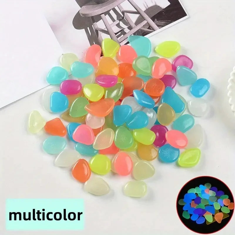 Glow-in-the-Dark Decorative Pebbles, 100 or 500 Pack